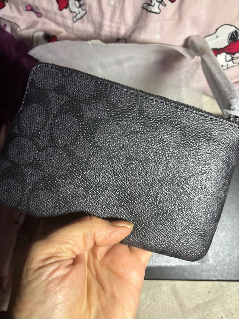 COACHBlack wristlet Signature Leather Zip Wallet